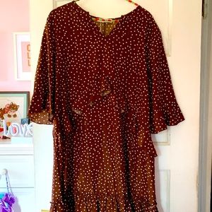 Polka-dot Ruffled Chocolate Dress